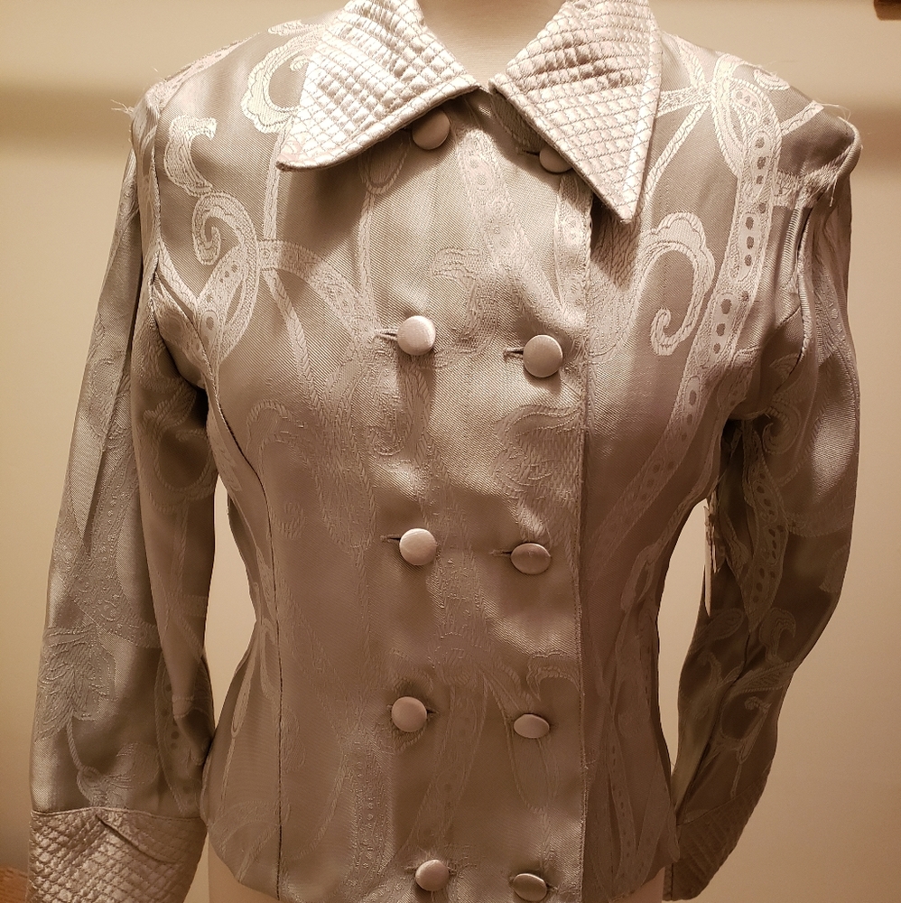 Silver Double Breasted Blazer Jacket Small